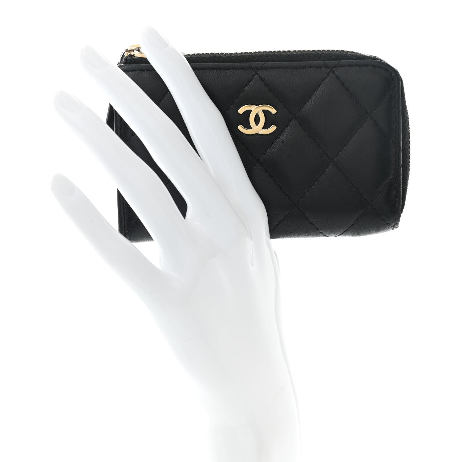 Chanel Lambskin Quilted Key Holder Case Black 2 of 11