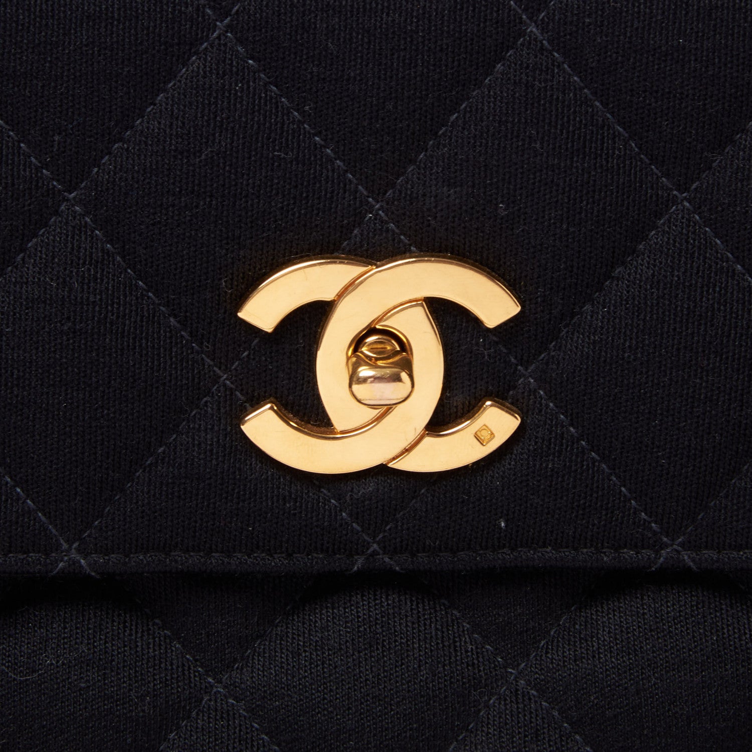 Chanel Jersey Quilted CC Shoulder Bag Black 11 of 11