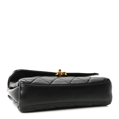 Chanel Lambskin Quilted CC Crystal Logo Chain Flap Black 4 of 10