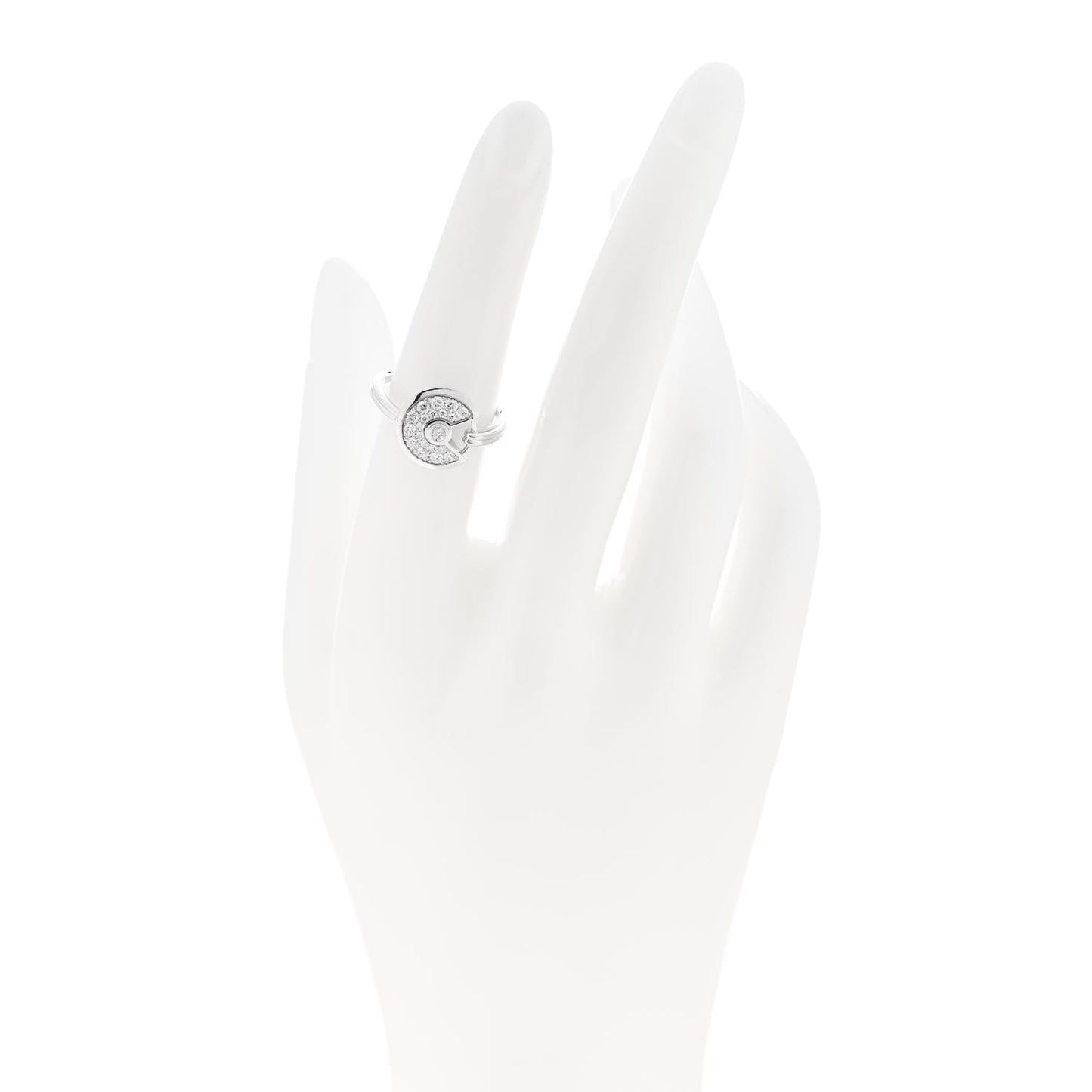 18K White Gold Diamond SM Amulette de Cartier Ring 51 5.75