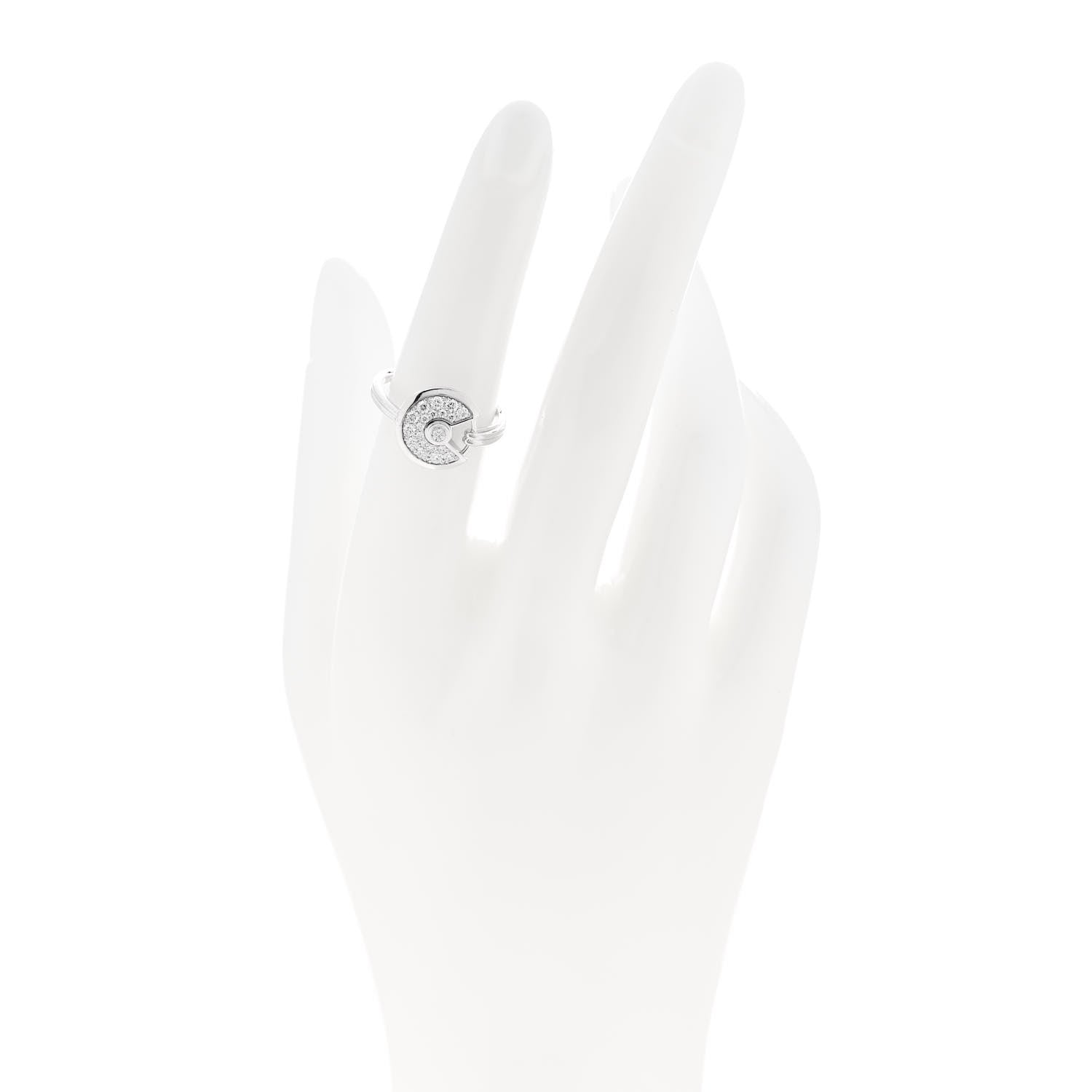 Cartier 18K White Gold Diamond SM Amulette de Cartier Ring 51 5.75 2 of 7