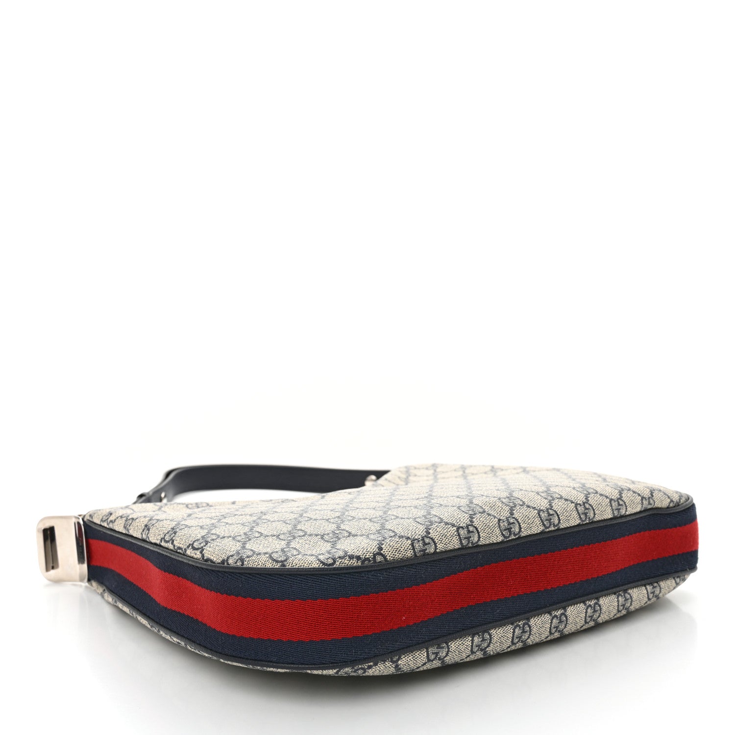 Gucci GG Supreme Monogram Textured Calfskin Web Large Attache Shoulder Bag Beige Blue 4 of 10