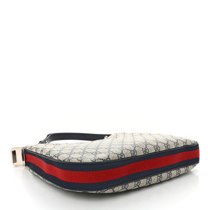 Gucci GG Supreme Monogram Textured Calfskin Web Large Attache Shoulder Bag Beige Blue 4 of 10