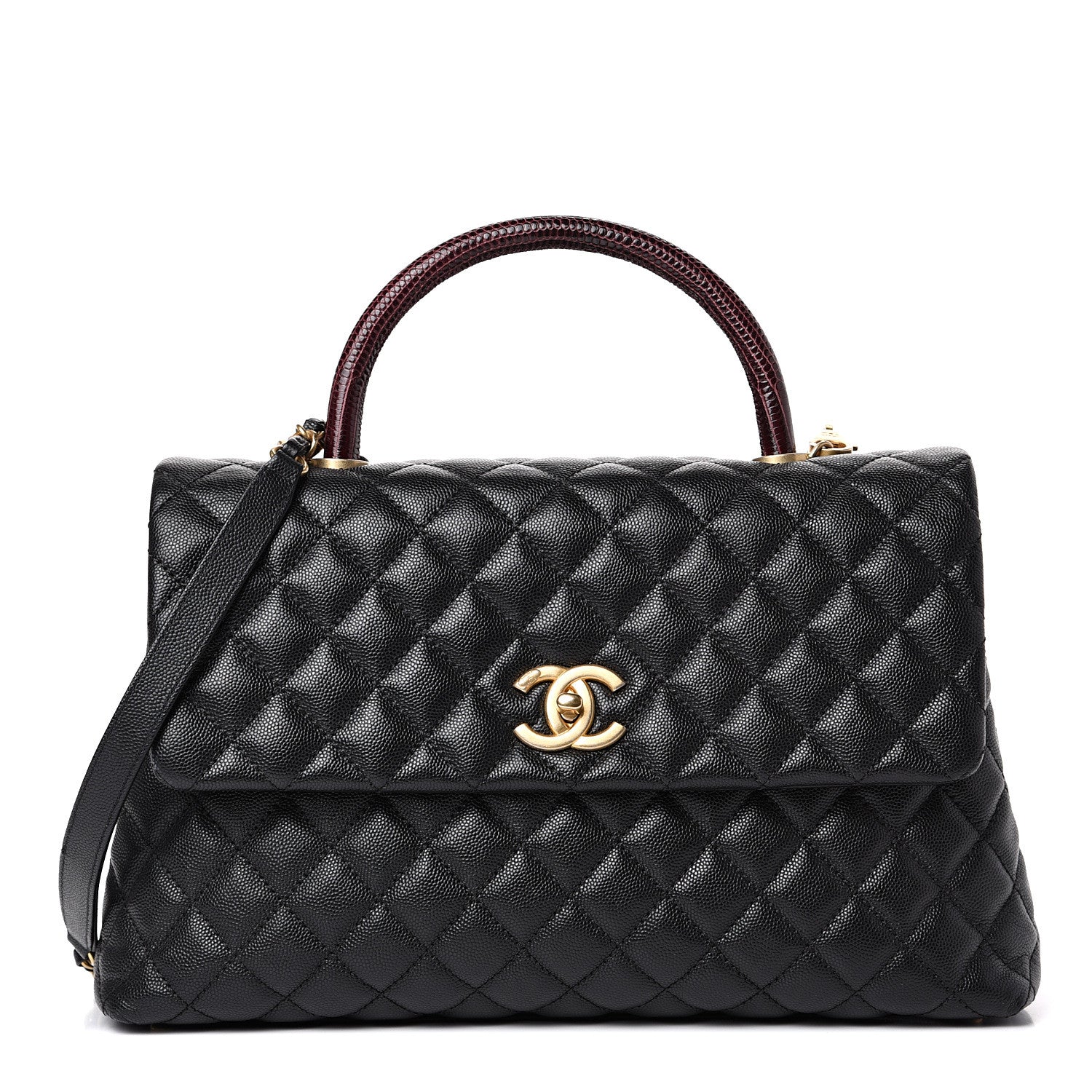 Chanel Caviar Lizard Quilted Medium Coco Handle Flap Black 1 of 10