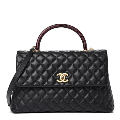 Chanel Caviar Lizard Quilted Medium Coco Handle Flap Black 1 of 10