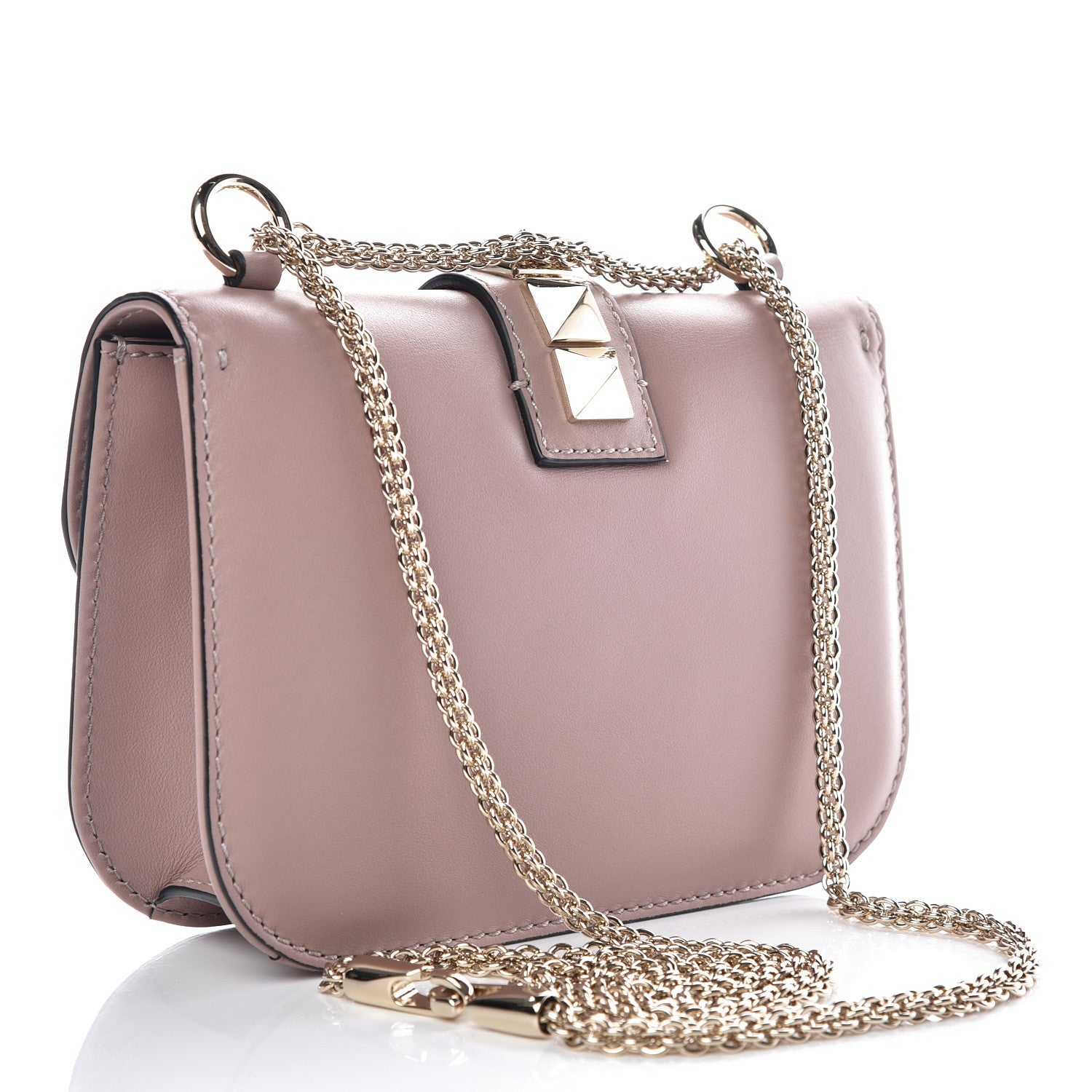 Valentino Garavani Vitello Small Glam Lock Rockstud Flap Poudre 3 of 8