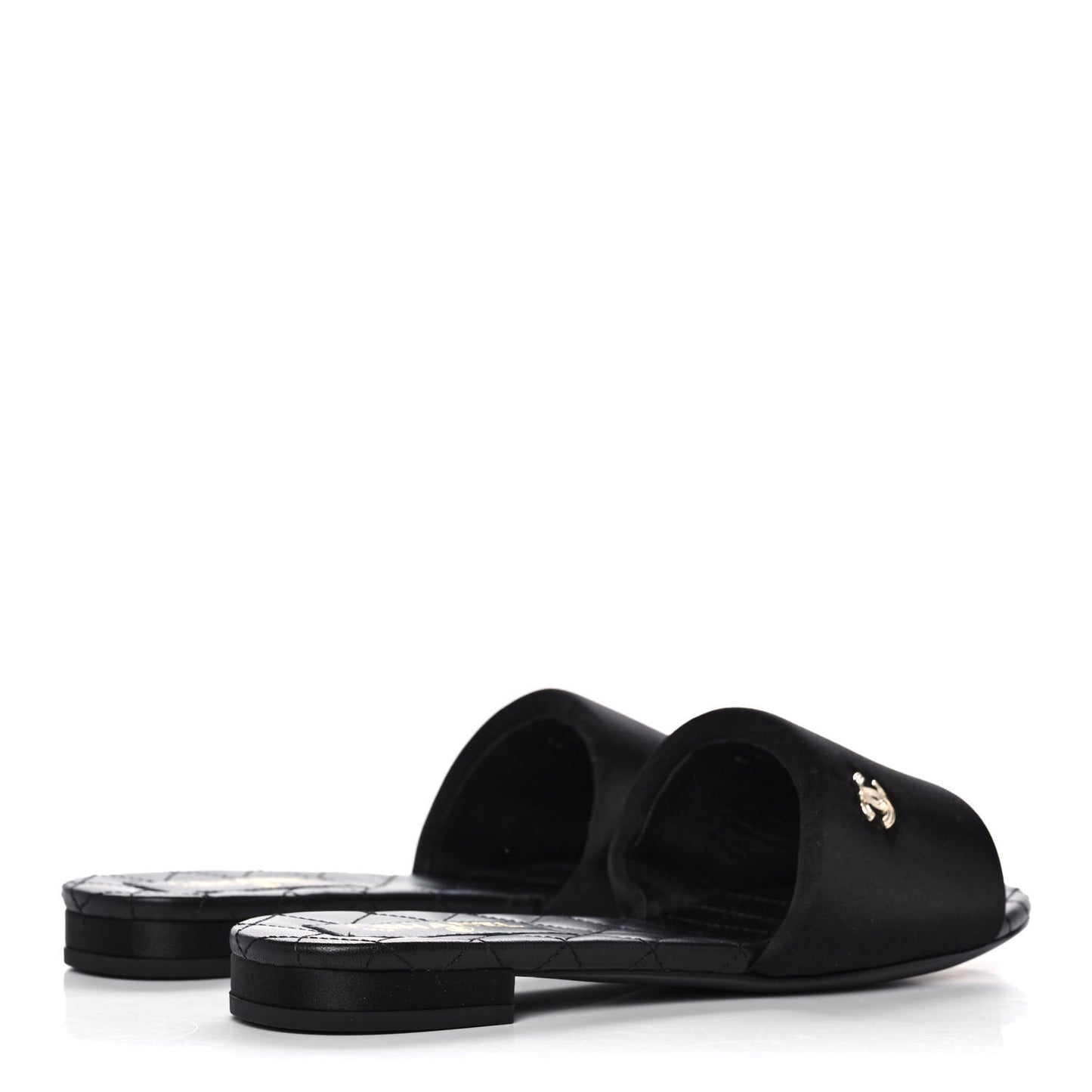 Satin Mule Sandals 38 Black