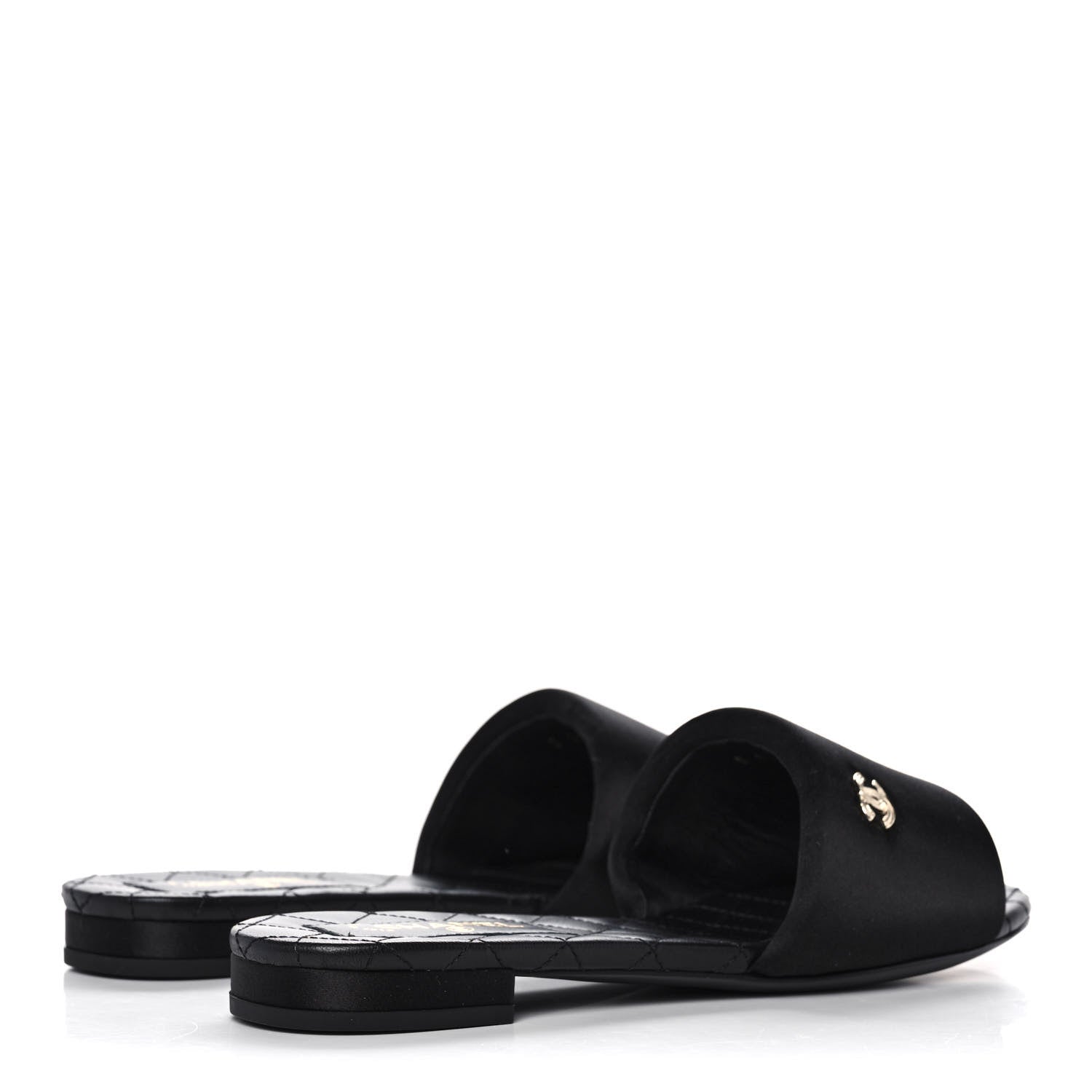 Chanel Satin Mule Sandals 38 Black 4 of 9