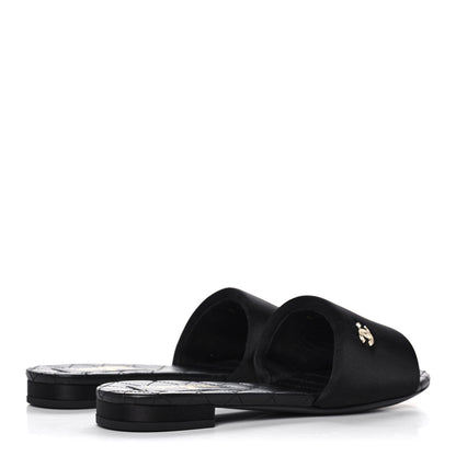 Chanel Satin Mule Sandals 38 Black 4 of 9