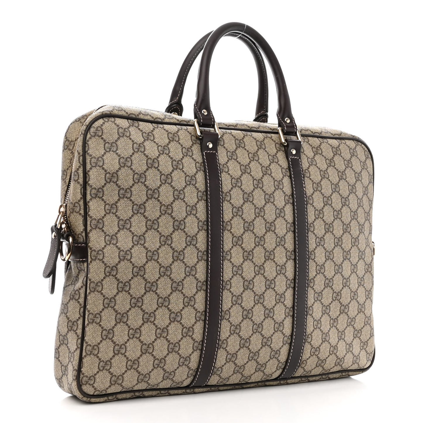 GG Supreme Monogram Selleria Calfskin Briefcase Beige Ebony Cocoa