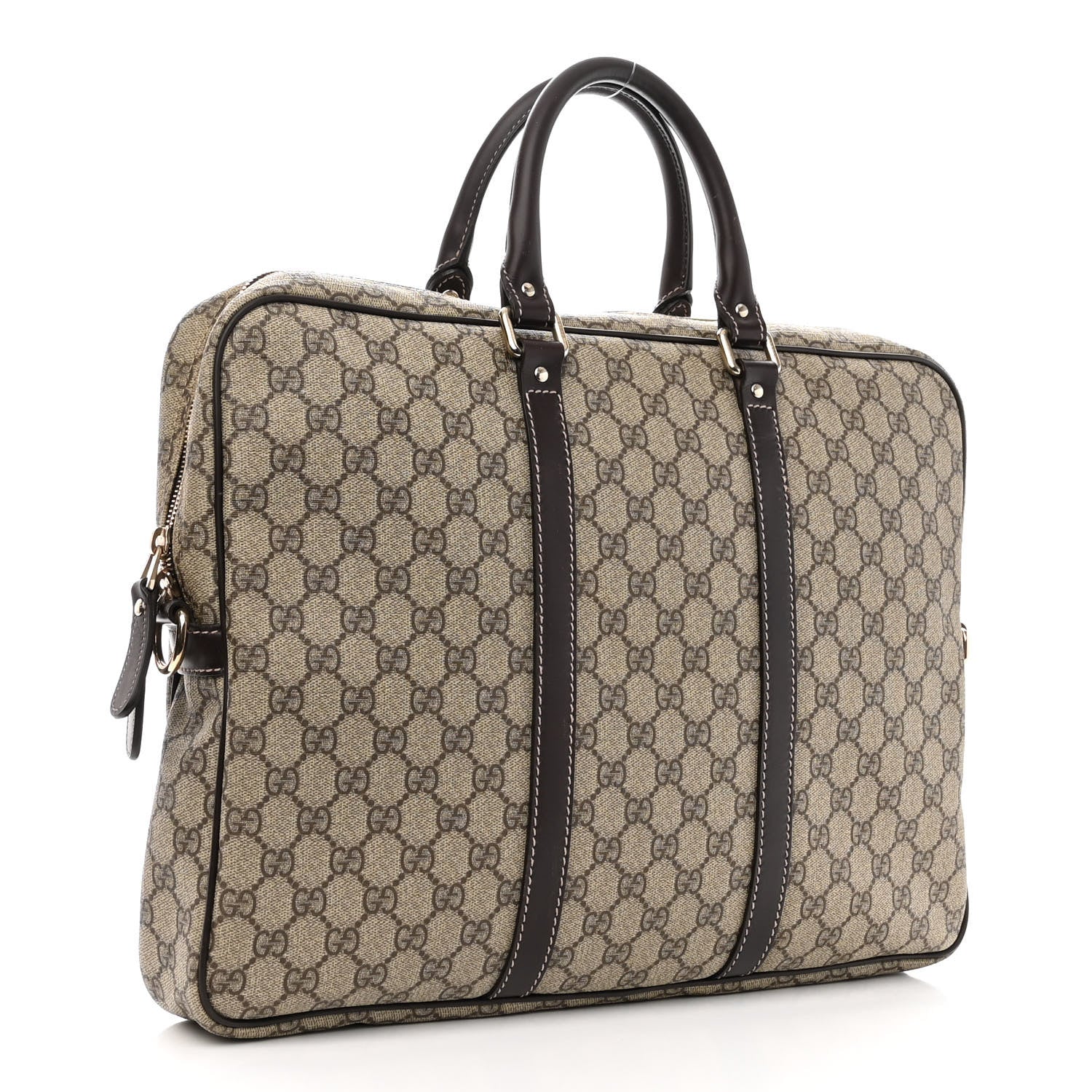 Gucci GG Supreme Monogram Selleria Calfskin Briefcase Beige Ebony Cocoa 3 of 10