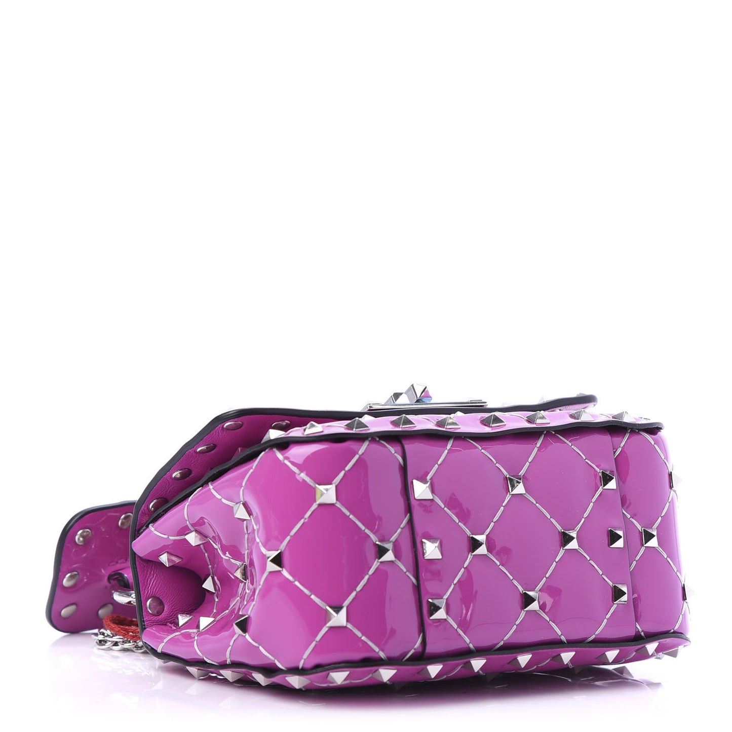 Patent Micro Rockstud Spike Shoulder Bag Radiant Orchid