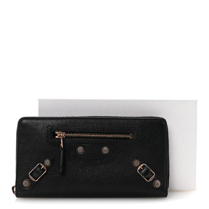 Balenciaga Agneau Giant 12 Rose Gold Hardware Continental Zip Around Wallet Black 8 of 8