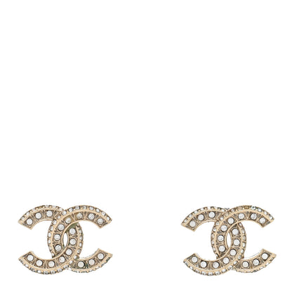 Chanel Crystal Timeless CC Earrings Light Gold 1 of 4