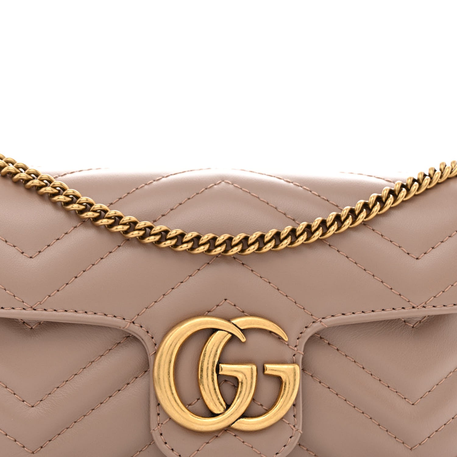 Gucci Calfskin Matelasse Super Mini GG Marmont Shoulder Bag Porcelain Rose 8 of 11