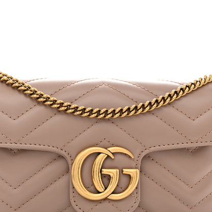 Gucci Calfskin Matelasse Super Mini GG Marmont Shoulder Bag Porcelain Rose 8 of 11