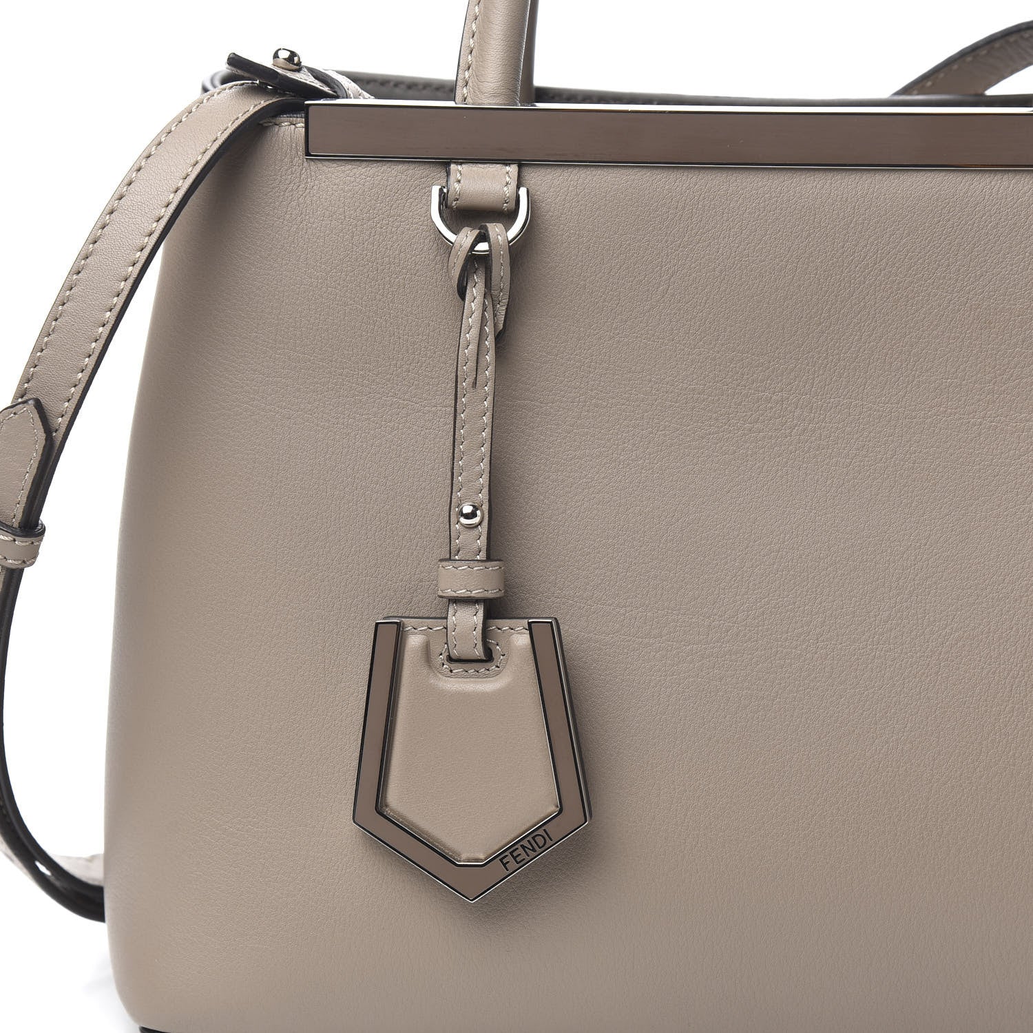 Fendi Vitello Dolce Century Petite 2Jours Tote Tortora Carbone 8 of 8