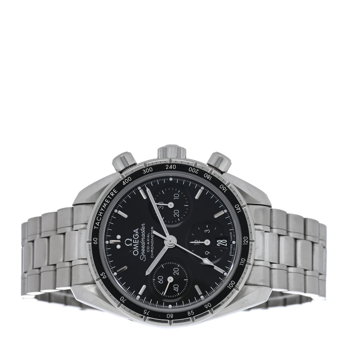 Stainless Steel 38mm Speedmaster Co-Axial Chronograph Automatic Watch Black 324.30.38.50.01.001