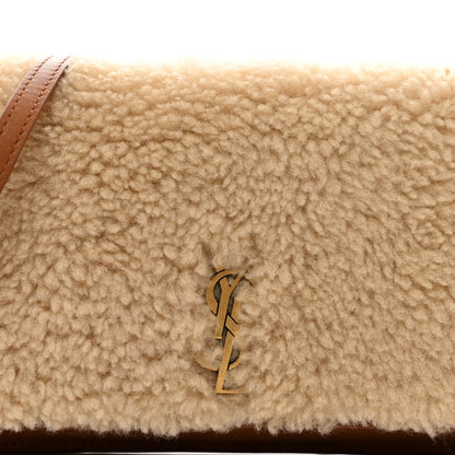 Saint Laurent Shearling Monogram Phone Holder Crossbody Brown 8 of 11