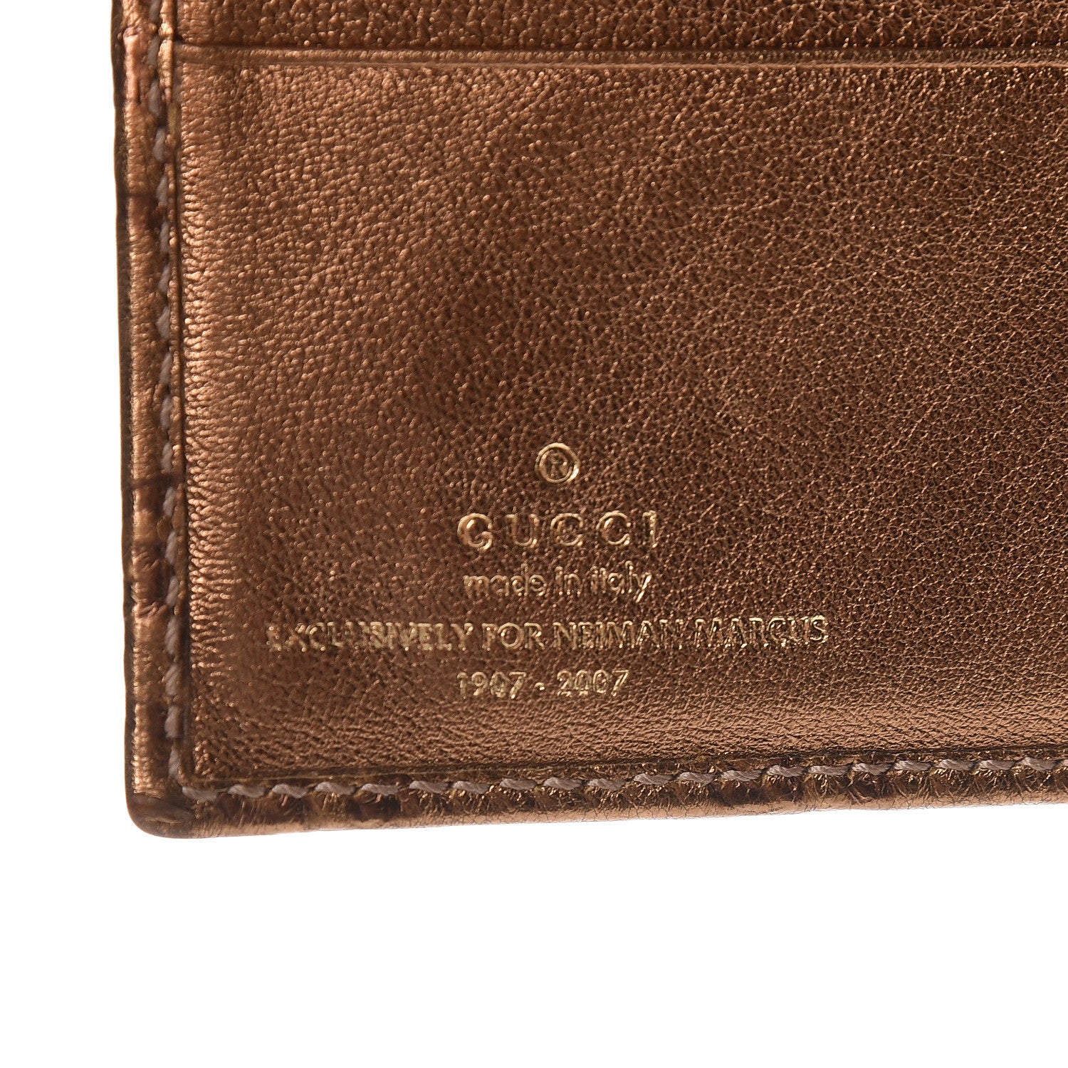 Gucci Metallic Guccissima Interlocking G French Flap Wallet Bronze 6 of 8