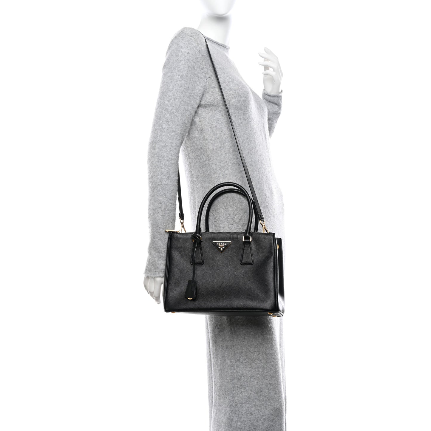 Saffiano Small Galleria Double Zip Tote Black