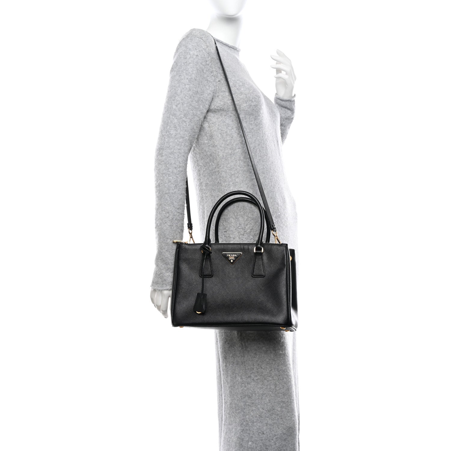 Prada Saffiano Small Galleria Double Zip Tote Black 2 of 9