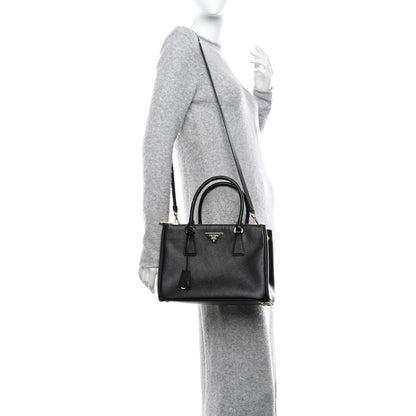 Prada Saffiano Small Galleria Double Zip Tote Black 2 of 9