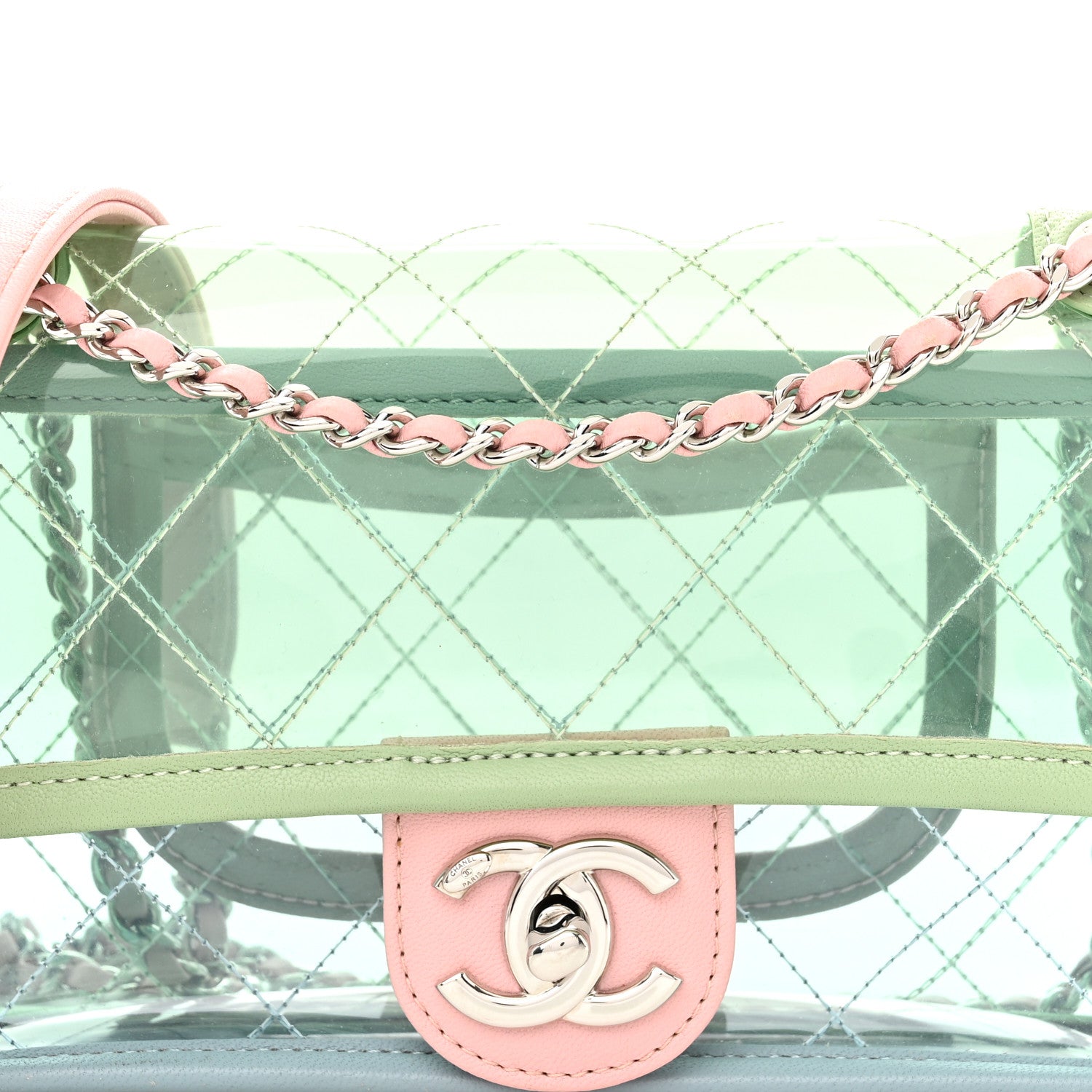Chanel Lambskin PVC Quilted Mini Coco Splash Flap Blue Green 8 of 10
