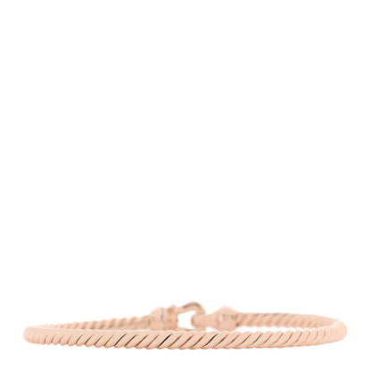 David Yurman 18K Rose Gold Diamond 3.5mm Buckle Cablespira Bracelet 2 of 4