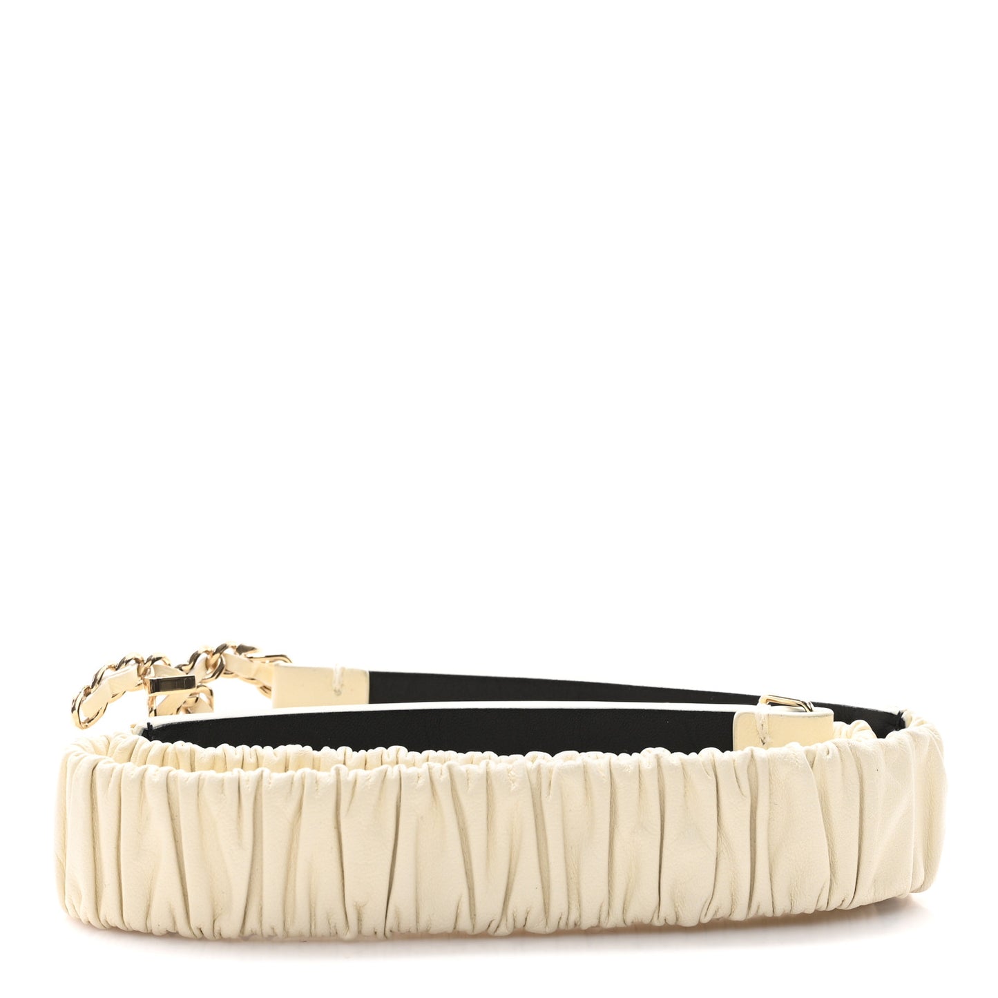 Lambskin Ruched Logo Belt 80 32 White