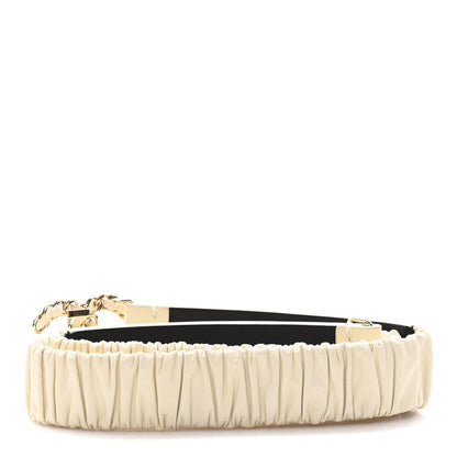 Chanel Lambskin Ruched Logo Belt 80 32 White 2 of 4
