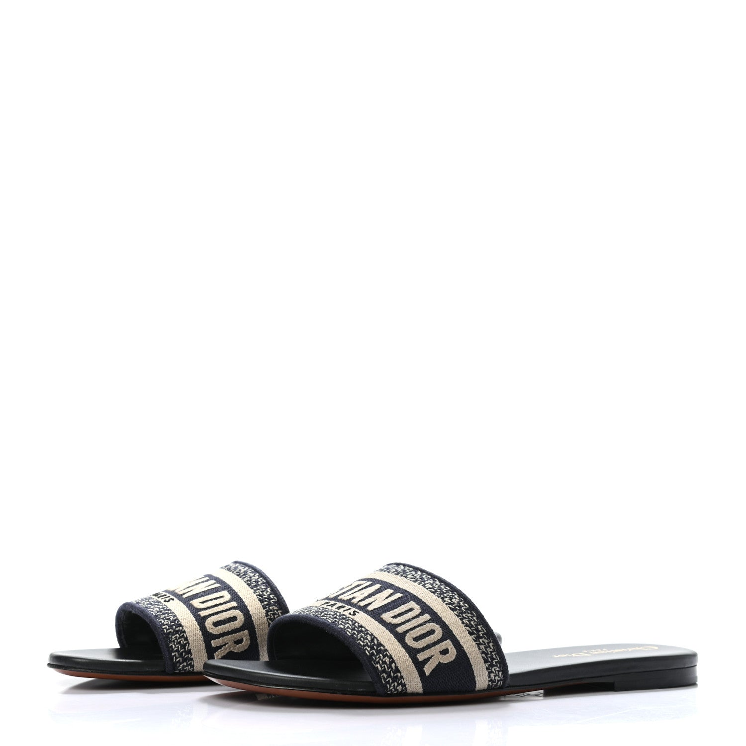 Christian Dior Canvas Embroidered Dway Mules Slide Sandals 38 Deep Blue 3 of 7