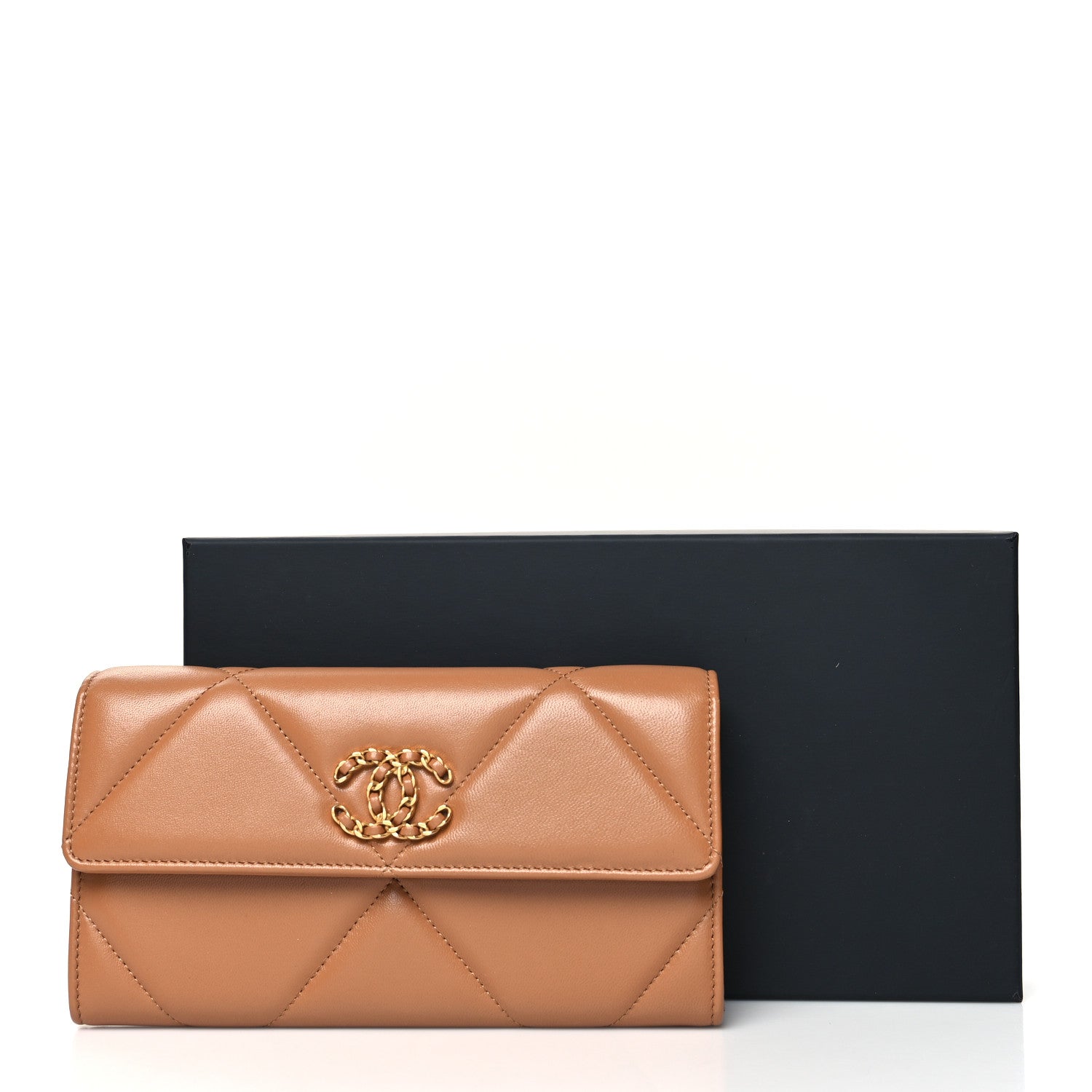 Chanel Lambskin Quilted Chanel 19 Flap Wallet Brown 12 of 12