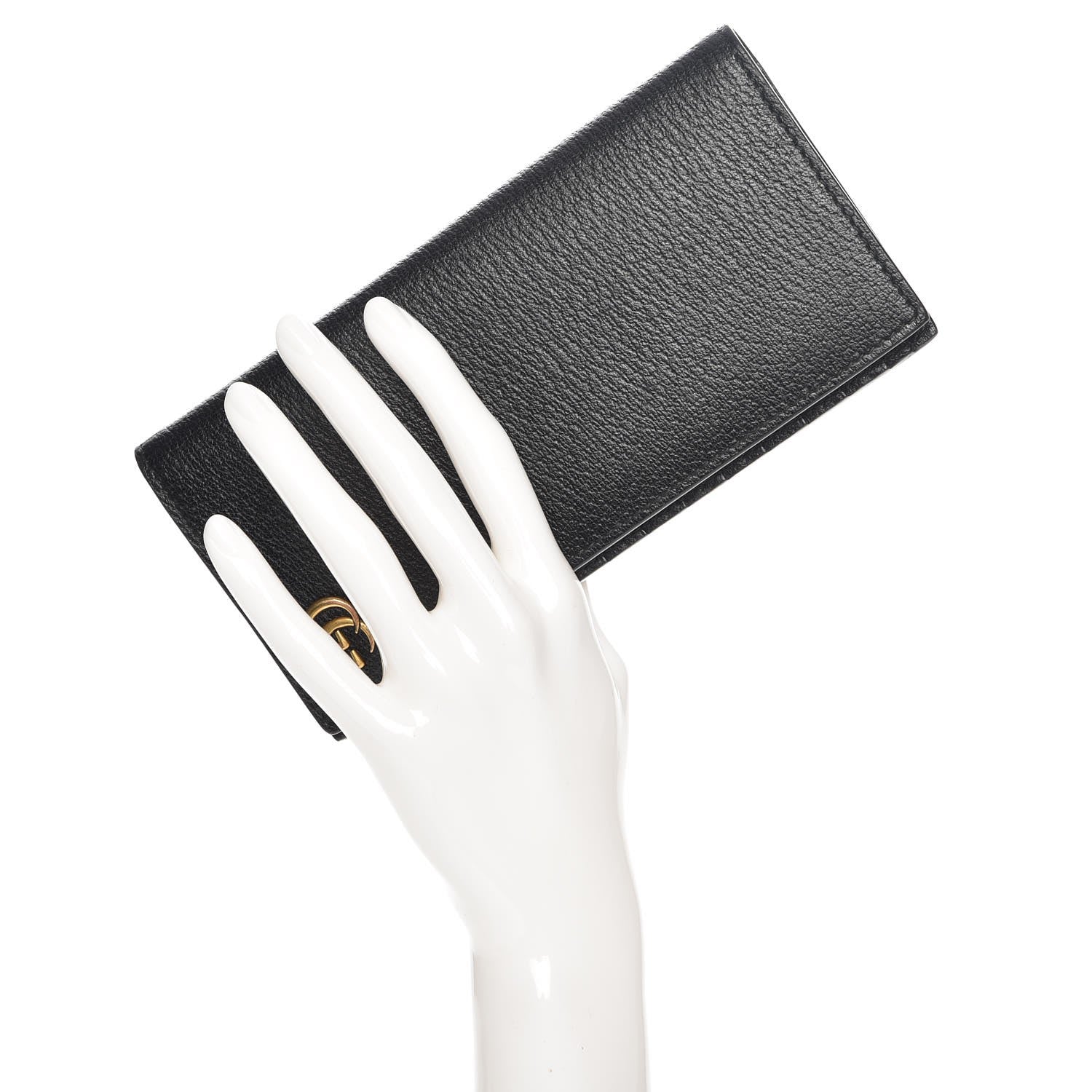 Gucci Calfskin Boar Effect GG Marmont Long Wallet Black 2 of 7