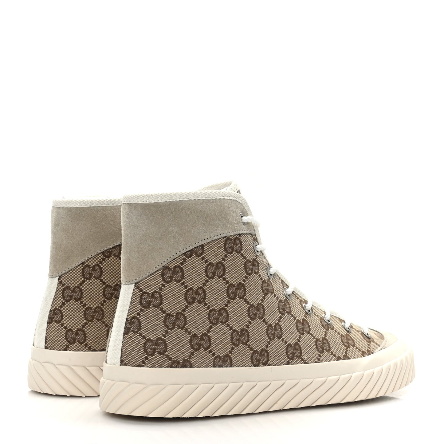 Monogram Suede Mens Tortuga High Top Sneakers 8 Beige Ebony Oatmeal Mystic White