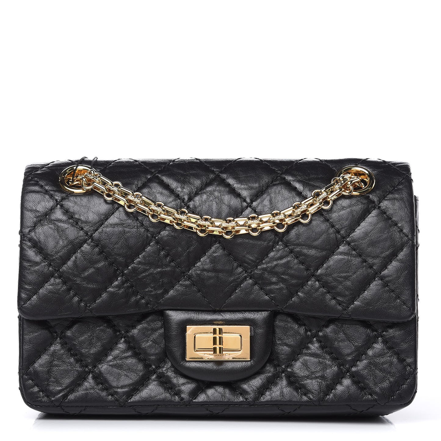 Aged Calfskin Quilted 2.55 Reissue Mini Flap Black