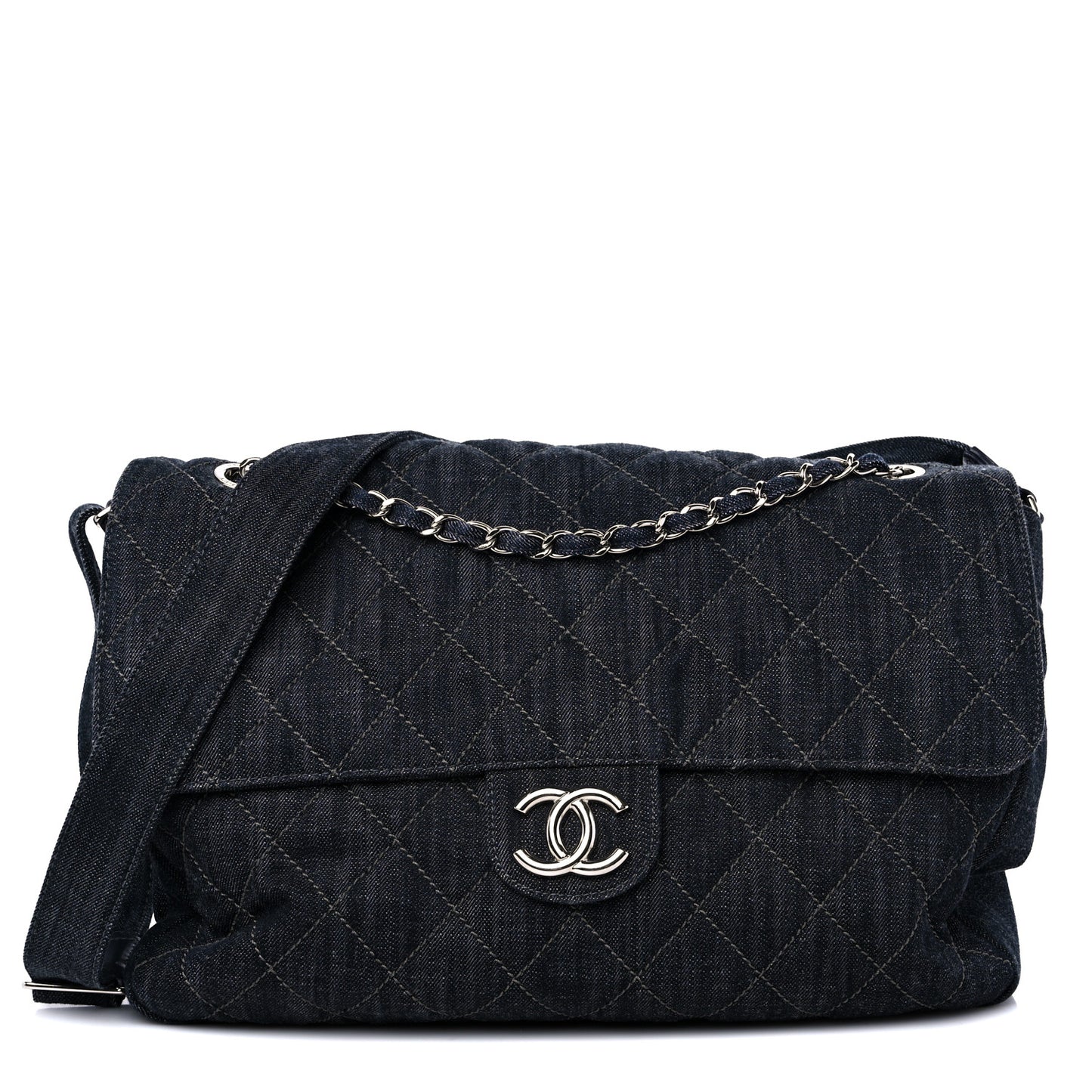 Denim Quilted Stretch Spirit Messenger Bag Dark Blue