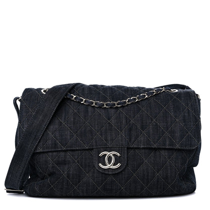 Chanel Denim Quilted Stretch Spirit Messenger Bag Dark Blue 1 of 12