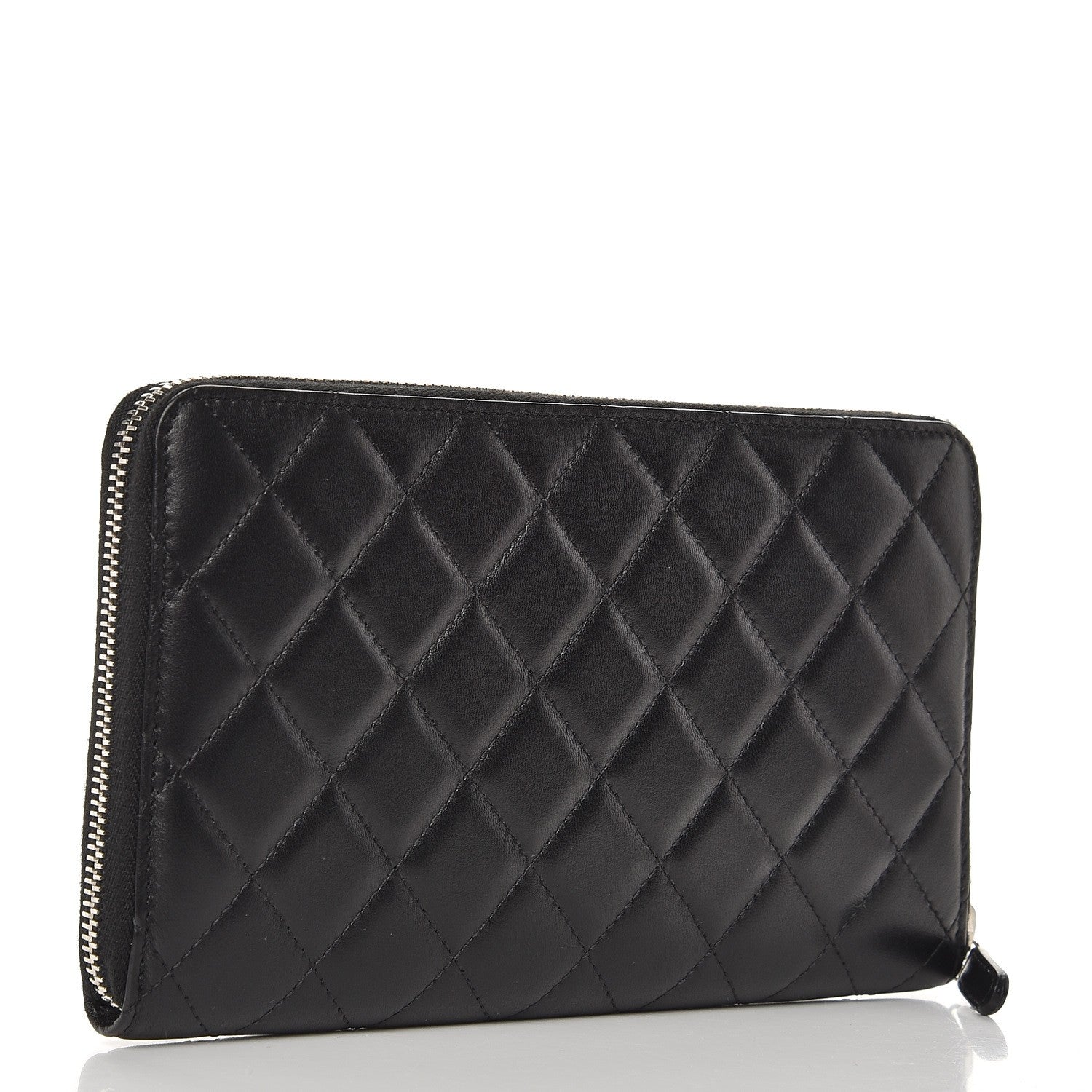 Chanel Lambskin Quilted Large Zip Around Organizer Wallet Black 3 of 10