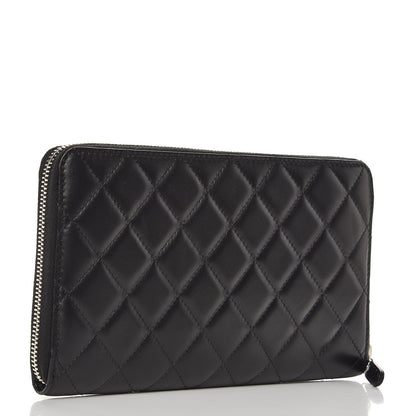Chanel Lambskin Quilted Large Zip Around Organizer Wallet Black 3 of 10