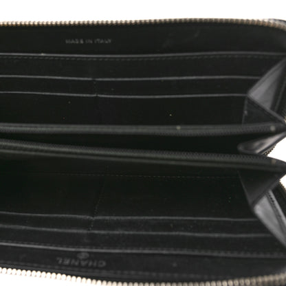 Chanel Patent Chevron Quilted CC Zip Around Wallet Black 5 of 13