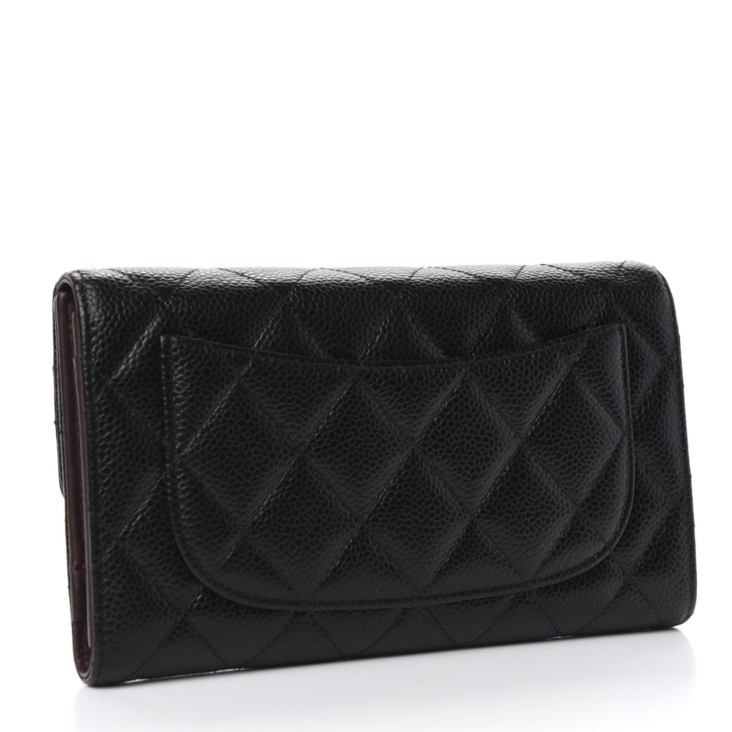 Caviar Quilted Large Flap Wallet Black