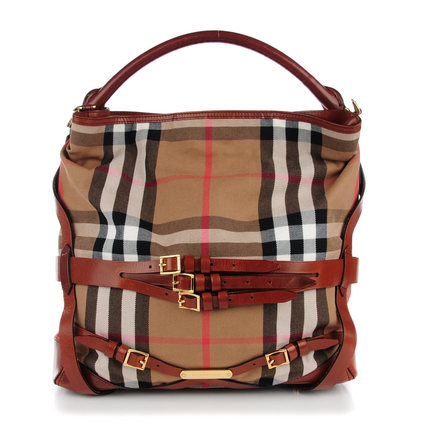 House Check Bridle Calfskin Medium Gosford Hobo Dark Tan