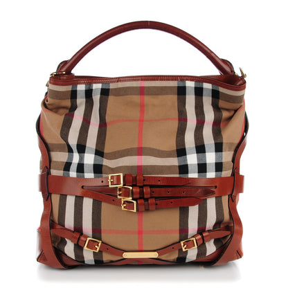Burberry House Check Bridle Calfskin Medium Gosford Hobo Dark Tan 1 of 10