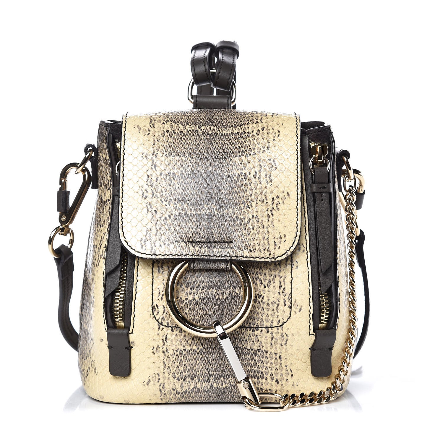 Calfskin Watersnake Embossed Mini Faye Backpack Cloudy Yellow