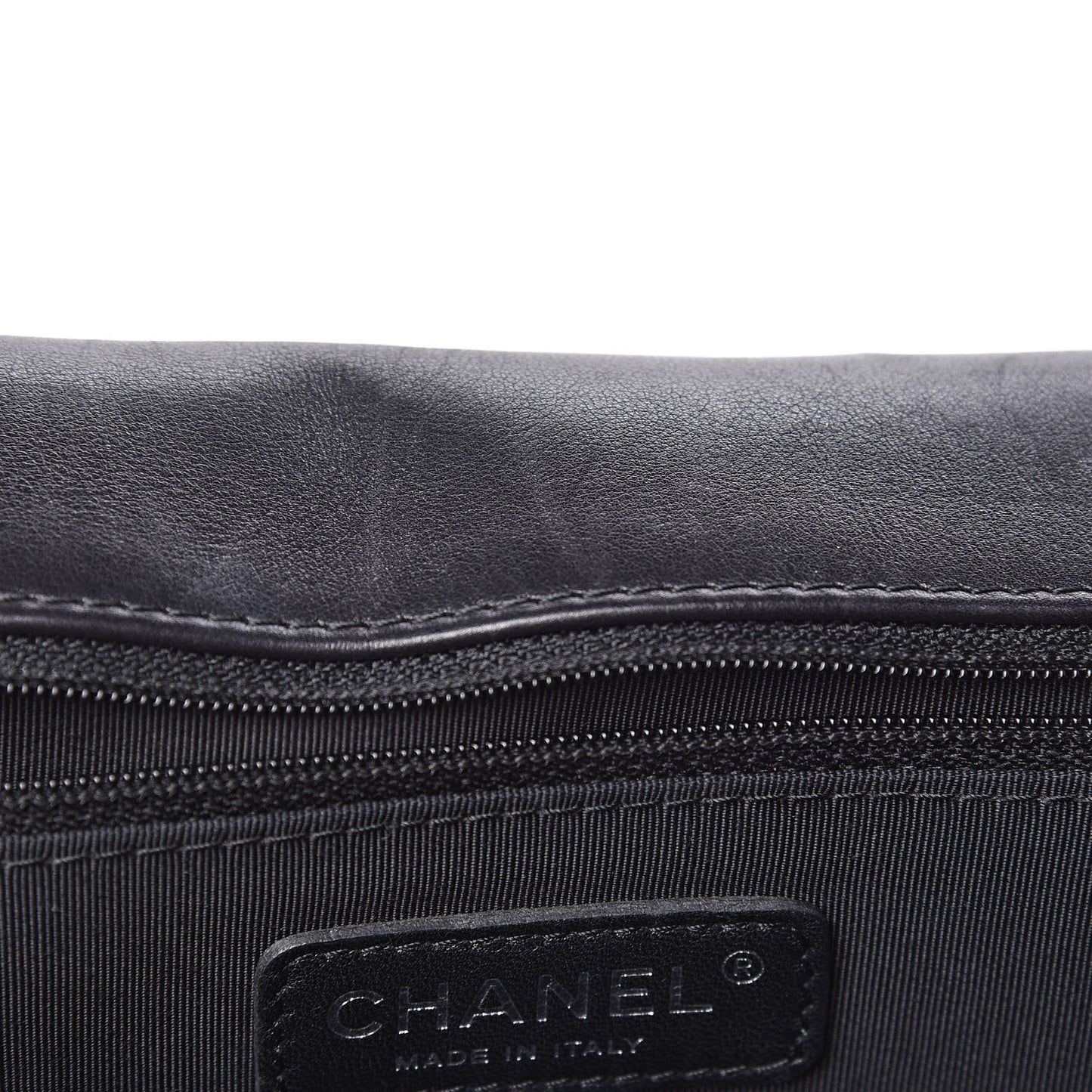 Calfskin Quilted Large Boy Flap Black