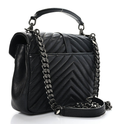Saint Laurent Sheepskin Matelasse Chevron Monogram Medium College Bag Black 3 of 8