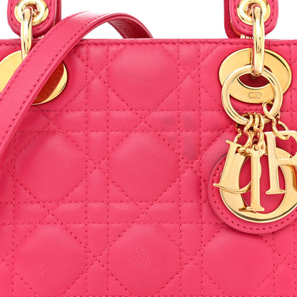 Christian Dior Lambskin Cannage Mini Lady Dior Hot Pink 8 of 15