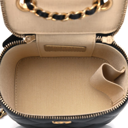 Chanel Lambskin Quilted Mini Pearl Crush Vanity Case With Chain Black 4 of 4