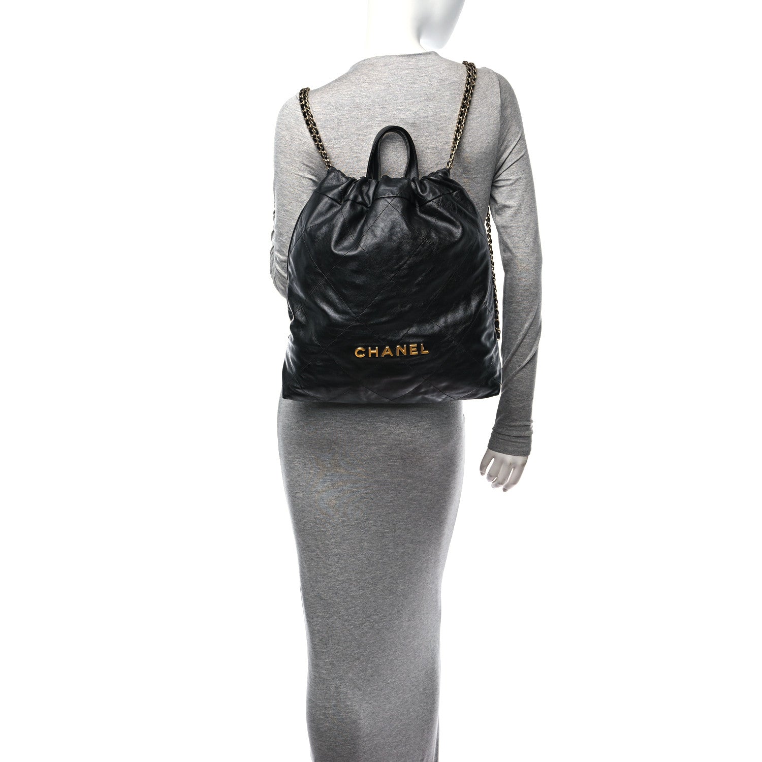 Chanel Shiny Calfskin Quilted Chanel 22 Backpack Black 2 of 10